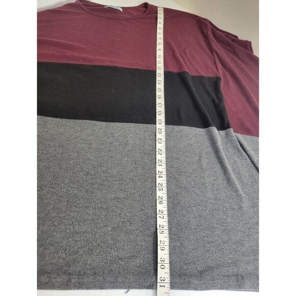 She + Sky Short Sleeve Top Red Colorblock Crew Neck Oversized Women's One Size - Picture 7 of 8